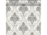 Tapeta papierowa ORNAMENT szaro-czarna