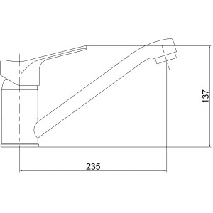 Szkic: Bateria jednouchwytowa t.b.t. o wymiarach 137x235mm do umywalki.