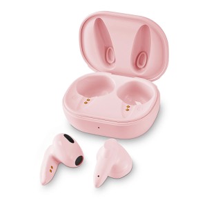 Różowe słuchawki t.b.t. z etui ładującym, bezprzewodowe słuchawki douszne.