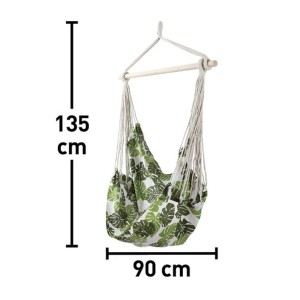 Wiszący fotel z motywem liści, wiszące siedzisko na relaksujące chwile w ogrodzie lub w domu.