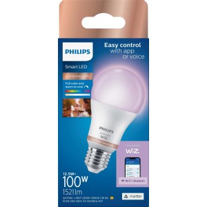 Żarówka LED E27 Philips ze zmianą koloru, inteligentne sterowanie przez aplikację.