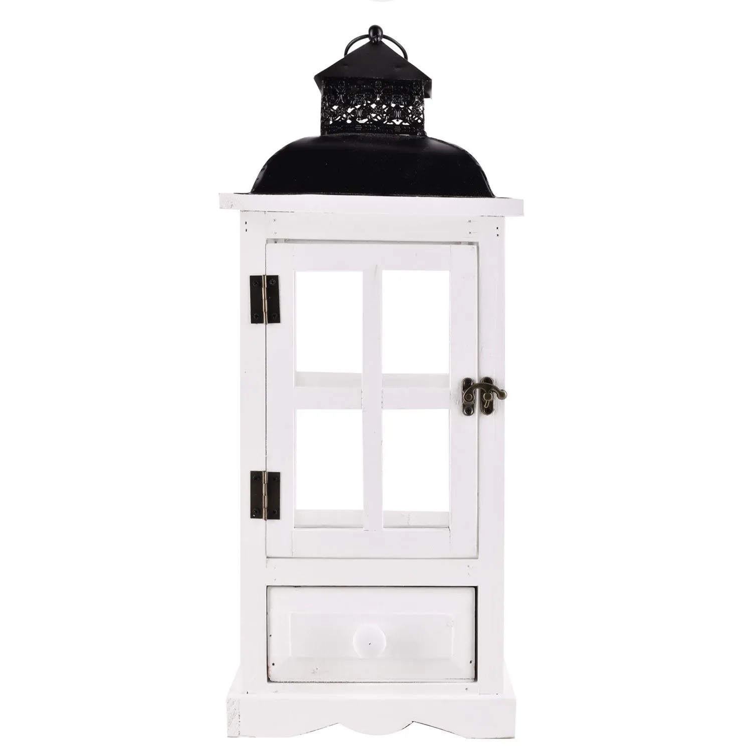 Latarnia drewniana Bari biała S - 62x21,5 cm