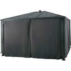 Antracytowa altana New Harmony 300x360 cm z panelami bocznymi i dachem.