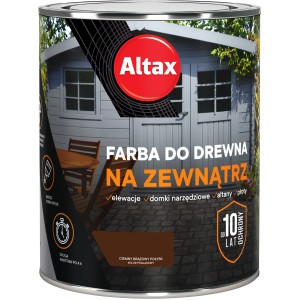 Altax farba do drewna na zewnątrz, ciemny brąz, 10 lat ochrony.