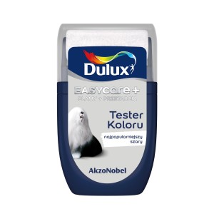 Tester koloru Dulux EasyCare+, próbka z szarą farbą do ścian. Idealny do testowania kolorów ścian.