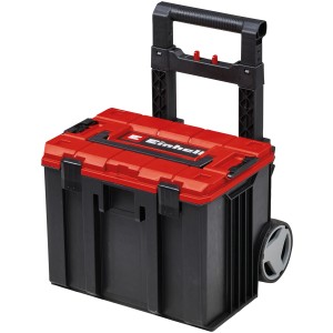 Einhell E-Case L skrzynka narzędziowa na kółkach z teleskopowym uchwytem, czerwono-czarna.