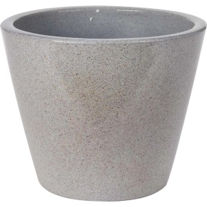 Szara doniczka t.b.t. do użytku wewnątrz i na zewnątrz.