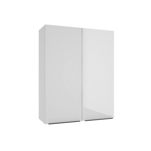 Zestaw mebli kuchennych t.b.t., biała szafka wisząca z dwojgiem drzwi.