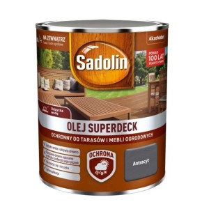 Sadolin Superdeck olej do drewna, kolor antracytowy, do tarasów i mebli ogrodowych.