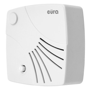 Biały dzwonek do drzwi t.b.t. z głośnikiem i przełącznikiem.