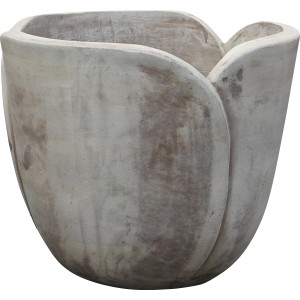 Brązowa doniczka z terakoty w kształcie tulipana, Ø 33 cm. Donica do ogrodu i na balkon.