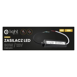 Transformator LED 30W/12V do taśm LED, ochrona IP67.
