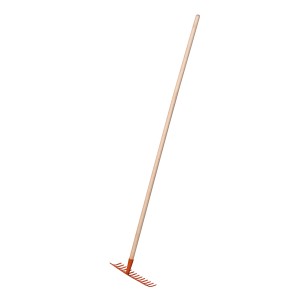 Grabie ogrodowe z 14 zębami i drewnianym trzonkiem do uprawy gleby.