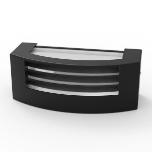 Nowoczesny, czarny kinkiet zewnętrzny t.b.t. do nastrojowego oświetlenia.