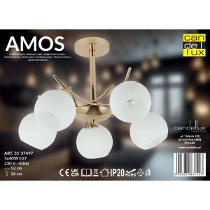 Candellux Lampa wisząca AMOS 5xE27 40W złoto-biała