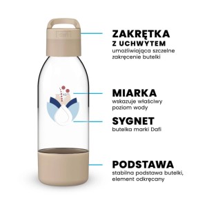 Dafi Butelka do saturatora PushAir Kwiaty cappuccino z uchwytem - 0,5 l