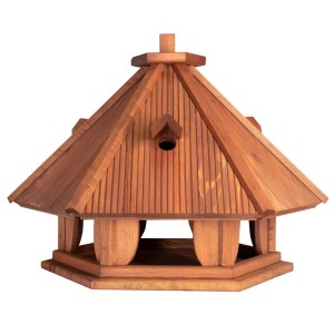 Drewniany karmnik dla ptaków w stylu pagody do ogrodu.