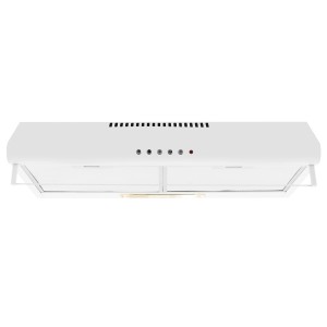 Biały okap płaski t.b.t. do kuchni.