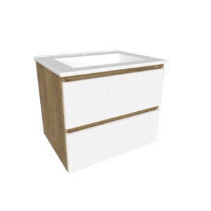 t.b.t. Szafka pod umywalkę z dwiema szufladami i białą umywalką.