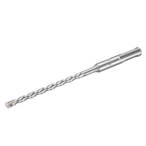 Srebrne wiertło do betonu t.b.t. ze spiralną głowicą wiertniczą.