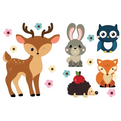 Naklejka RYSUNKOWE ZWIERZĘTA 2 szt. 45x65 cm