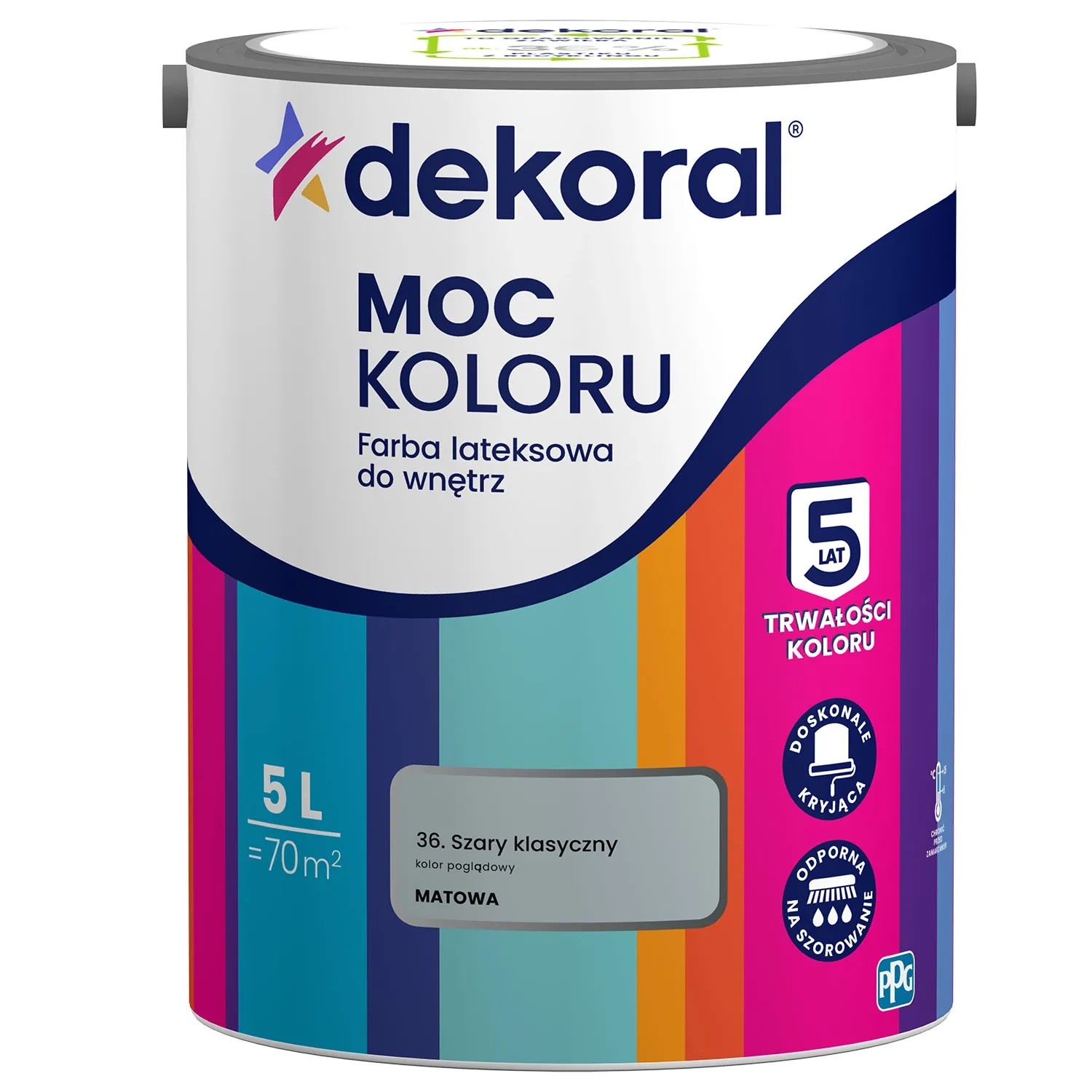 Farba Dekoral Moc Koloru szary klasyczny 5 l