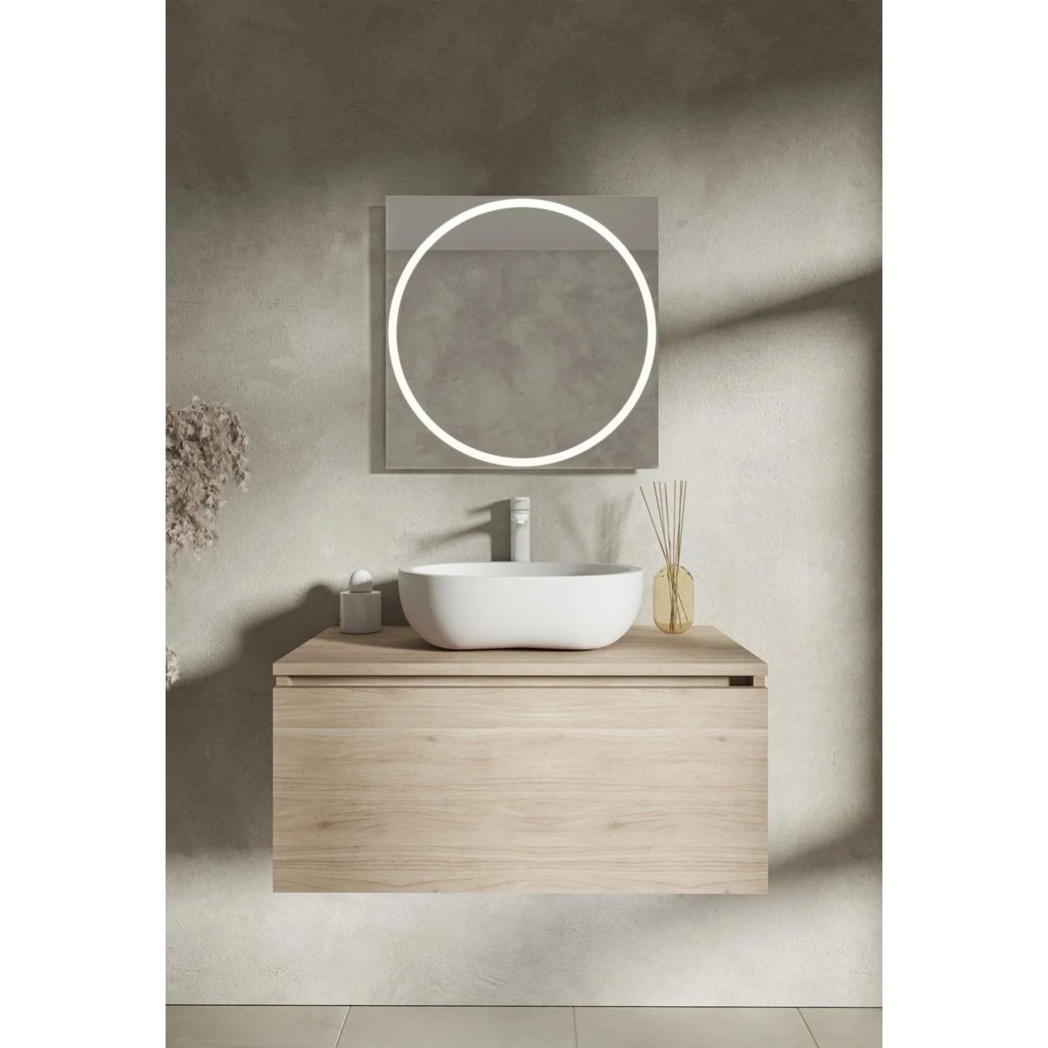 Lustro LED Vic Czarne z włącznikiem automatycznym 60x60cm