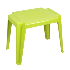 Zielony plastikowy stołek dla dzieci, część mebli ogrodowych dla dzieci.