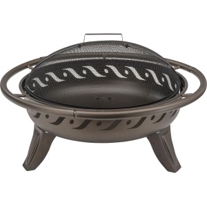 Palenisko Landmann (Ø 74 cm) w kolorze brązowym z osłoną przeciwiskrową i obrzeżem do przenoszenia.