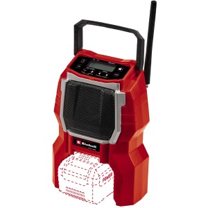 Radio akumulatorowe Einhell Power X-Change TC-RA 18 Li BT Solo, czerwone, z Bluetooth i uchwytem. Urządzenie akumulatorowe na budowę i do warsztatu.