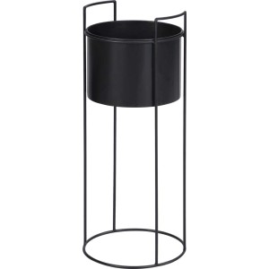 Czarny metalowy stojak na kwiaty t.b.t. do użytku wewnętrznego.