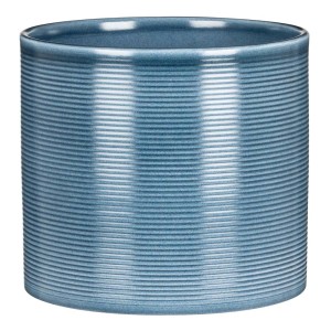 Niebieska, cylindryczna osłonka z poziomą, żebrowaną teksturą.