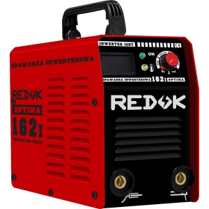 Czerwona spawarka inwertorowa REDOK, model Optima 162I.