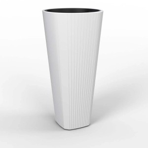 Biała donica z tworzywa sztucznego Orbis Muza, wysoka na 80,7 cm, do użytku wewnątrz i na zewnątrz.