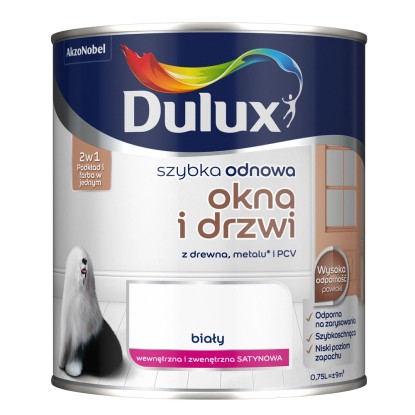 Dulux Szybka Odnowa Okna i Drzwi biała satynowa 750 ml