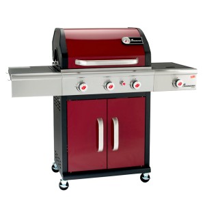 Grill gazowy Landmann Triton PTS 3.1 Bordeaux z 3 palnikami i palnikiem bocznym.