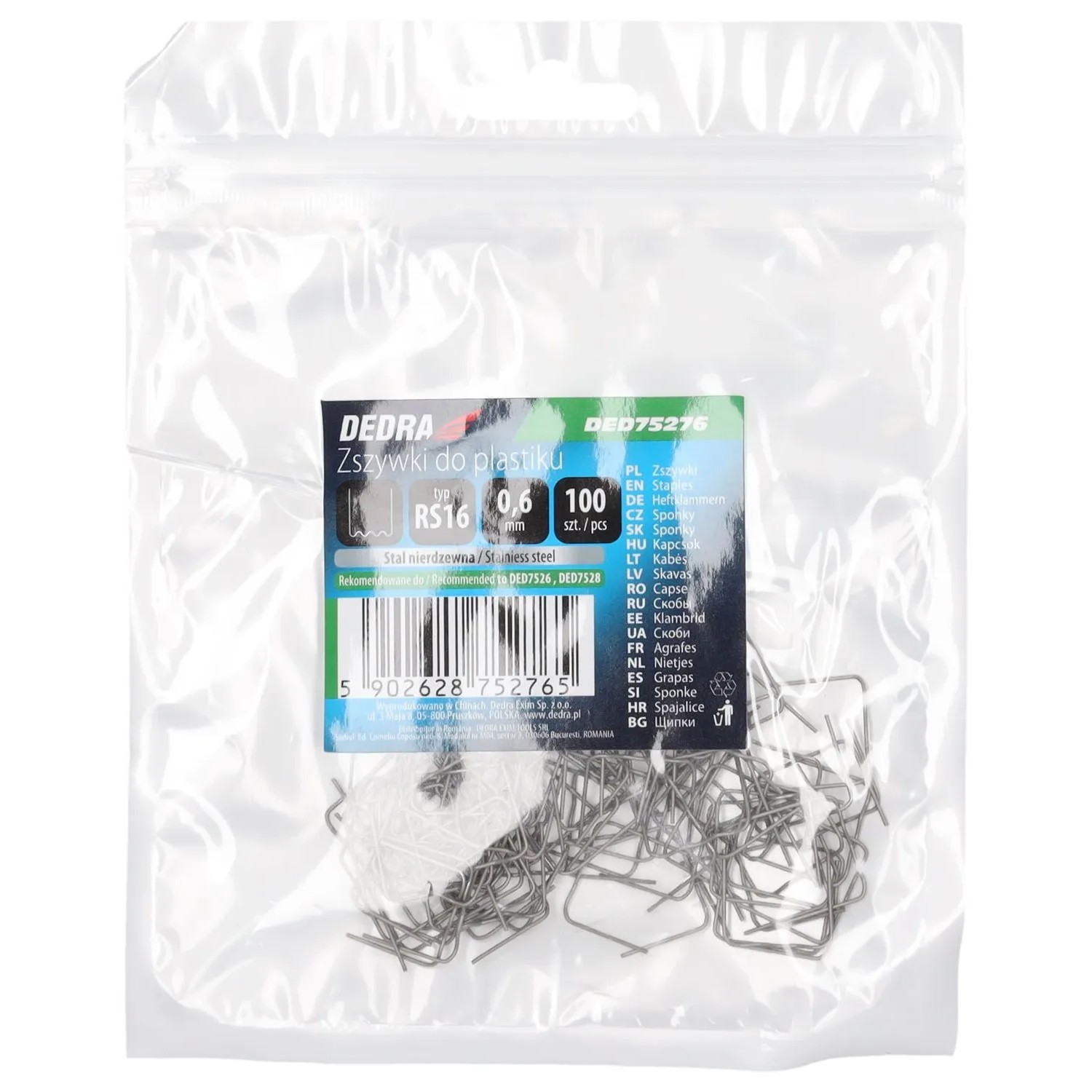 Dedra Zszywki do plastiku typ RS16 gr. 0,6 mm - 100 szt.