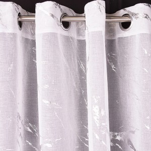 Biała zasłona ze srebrnym wzorem marmuru, kategoria Zasłony i firany.
