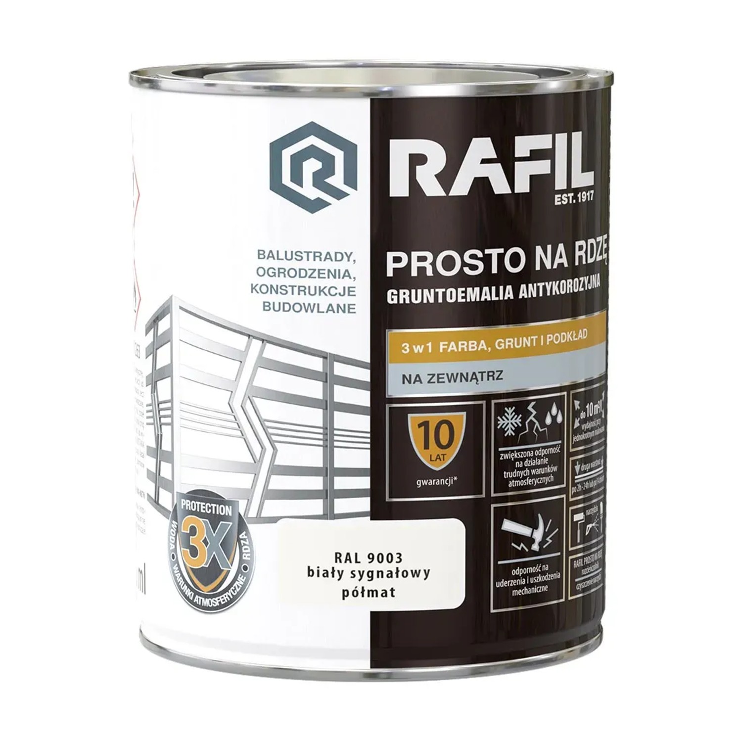 Rafil Farba na rdzę biały sygnałowy półmat 0,75L