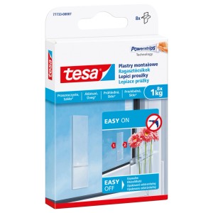Tesa Powerstrips plastry montażowe do szkła, 8 sztuk, udźwig do 1 kg.