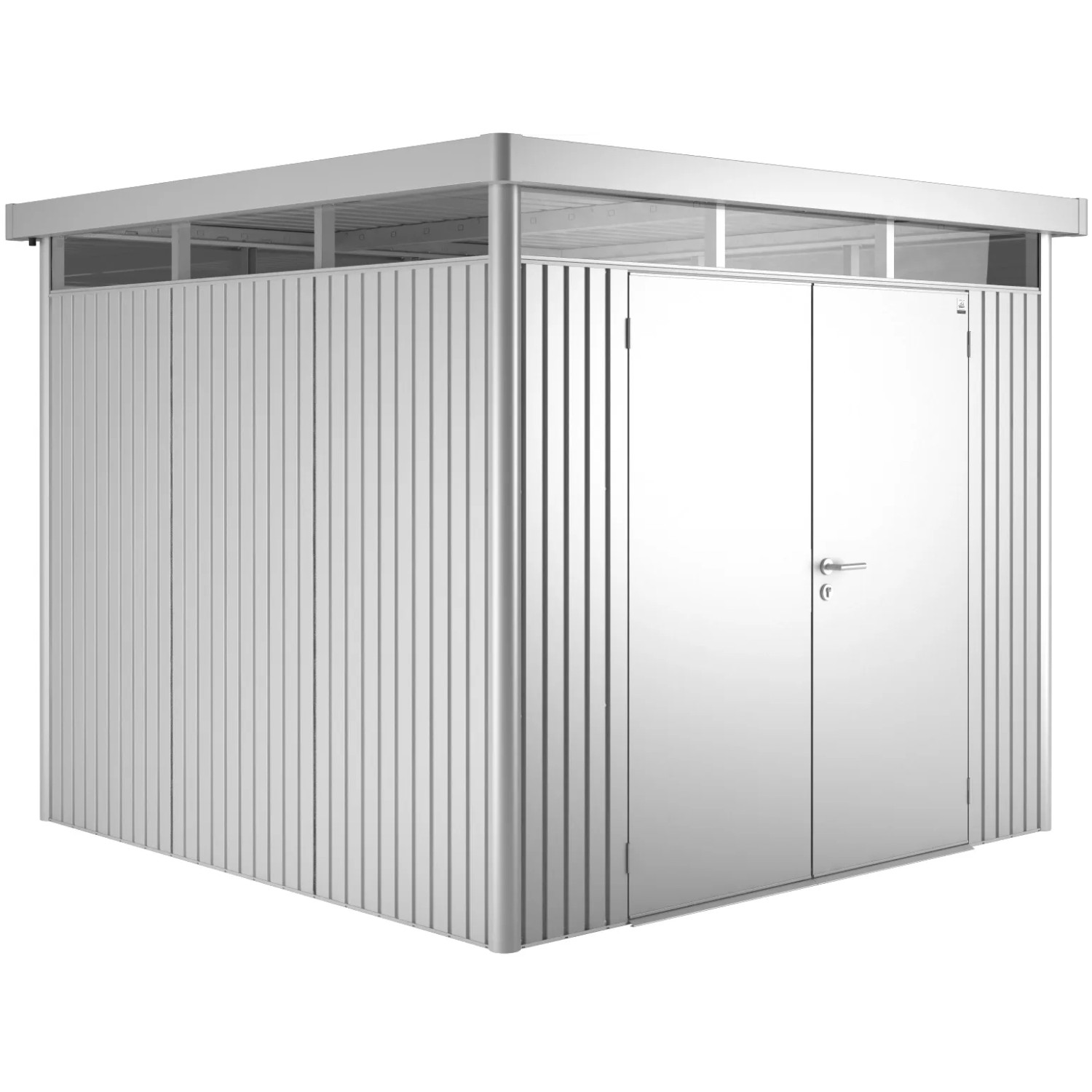 Biohort Metalowy domek ogr. HighLine Silver Metallic 6,6 m2, podwójne drzwi
