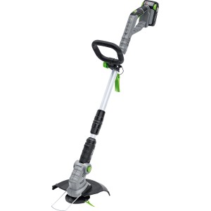 Zestaw akumulatorowego podkaszarki LUX z akumulatorem i ładowarką, idealny do pielęgnacji trawnika.