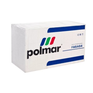 Opakowana płyta styropianowa Polmar do izolacji fasady.