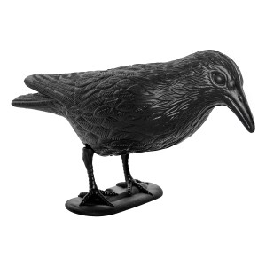 Czarna rzeźba ptaka do dekoracji ogrodu.
