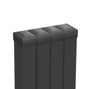 Akcesoria do ogrodzeń t.b.t. w kolorze antracytowym, widok szczegółowy.