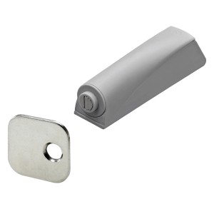 Hettich Otwieracz do drzwi Push-to-open, szary, z magnesem i płytką, 2 sztuki