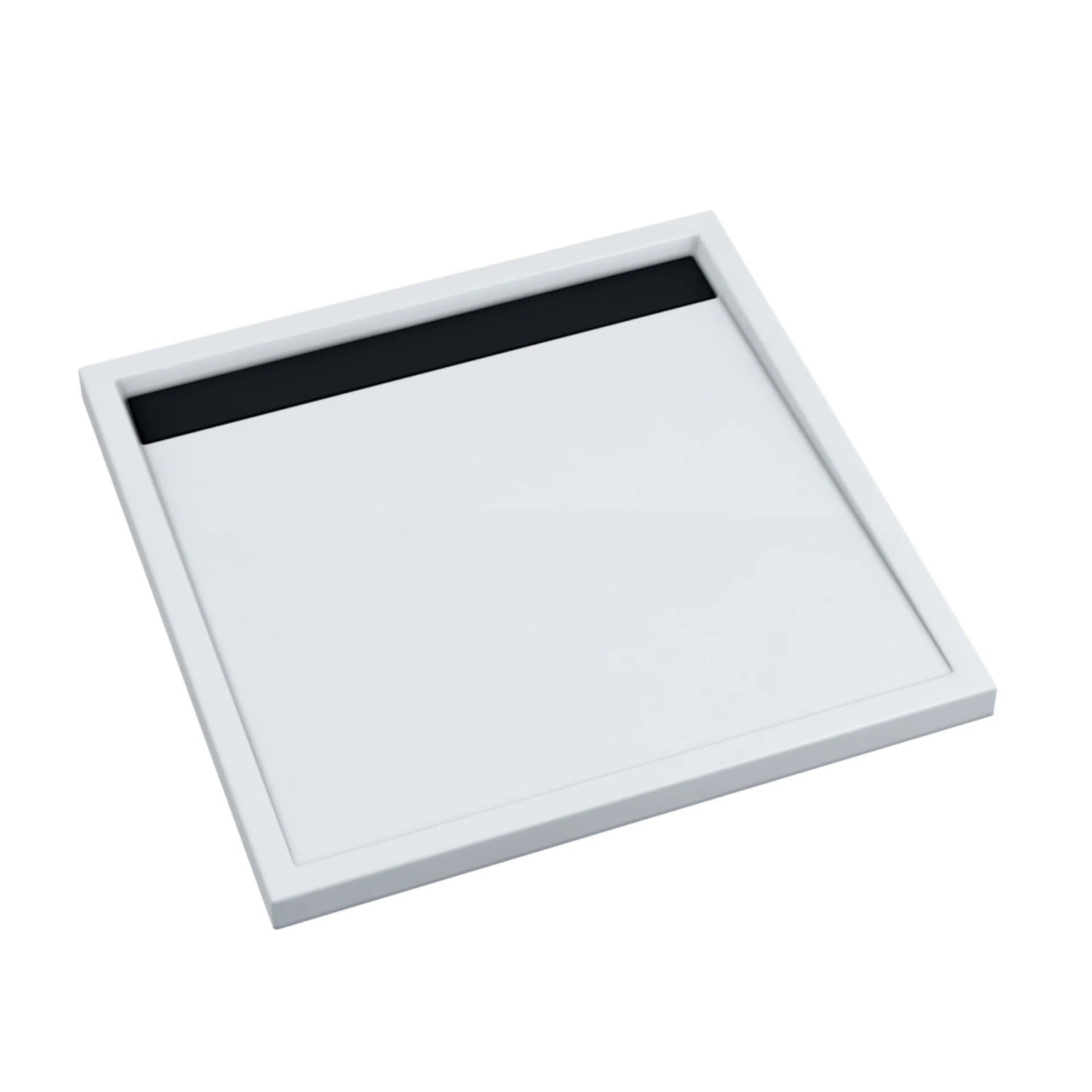 Brodzik kwadratowy Schedpol Nova 90x90x5 cm biały gładki czarna maskownica