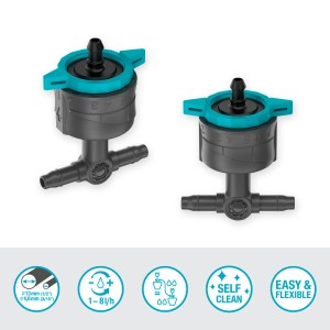 Gardena kroplownik rzędowy, zestaw 5 szt., regulowany 1-8 l/h, do systemów Micro-Drip do nawadniania roślin doniczkowych.