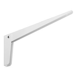 Biały składany wspornik do budowy mebli, idealny do półek i blatów.