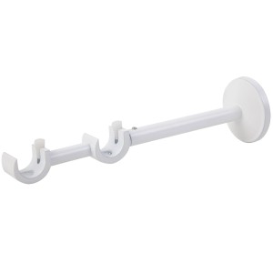 Biały, podwójny wspornik ścienny do karnisza.